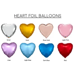 18 Inch Heart Shaped Foil Balloons - Uninflated