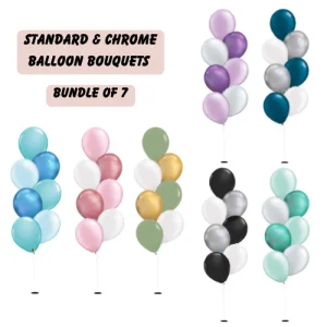 Chrome & Standard Balloon Bouquets - 7 Balloons