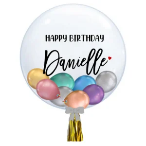 24 Inch Personalised Clear Bubble Balloon - Chrome Colours