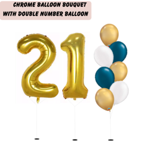 Chrome Balloon Bouquet - with Double Giant Number Balloon