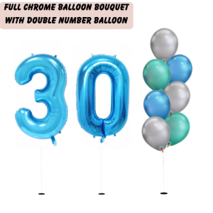 Full Chrome Balloon Bouquet – with Double Giant Number Balloon
