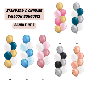 Chrome & Standard Balloon Bouquets - 7 Balloons