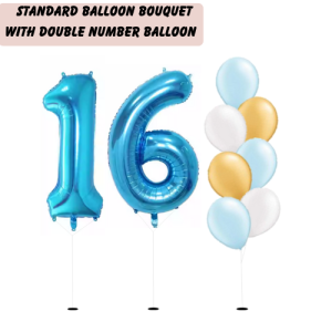 Standard Balloon Bouquet – with Double Giant Number Balloon