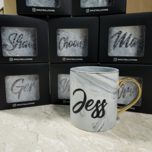 Personalised/Plain Gold Rim Mug - Marble Grey