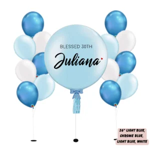 Chrome Balloon Bouquets – with 36″ Personalised Latex Balloon