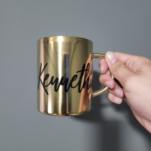 Personalised/Plain Double Wall Stainless Steel Coffee Mug - Gold