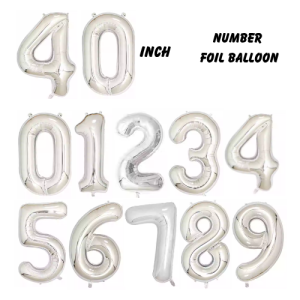 40 Inch Giant Helium Number Balloons - Silver