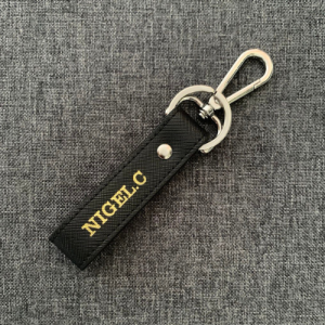 Personalised PU Saffiano Leather Keychain - Black