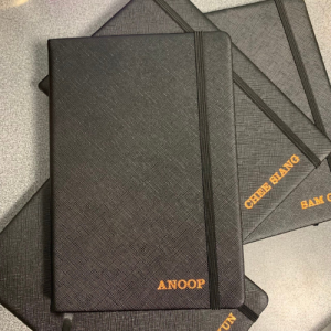 Personalised/Plain A5 PU Saffiano Leather Hard Cover Notebook - Black