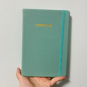 Personalised/Plain A5 PU Saffiano Leather Hard Cover Notebook - Mint Green